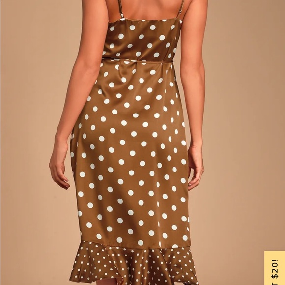 Brown polka dot wrap dress - Picture 2 of 2